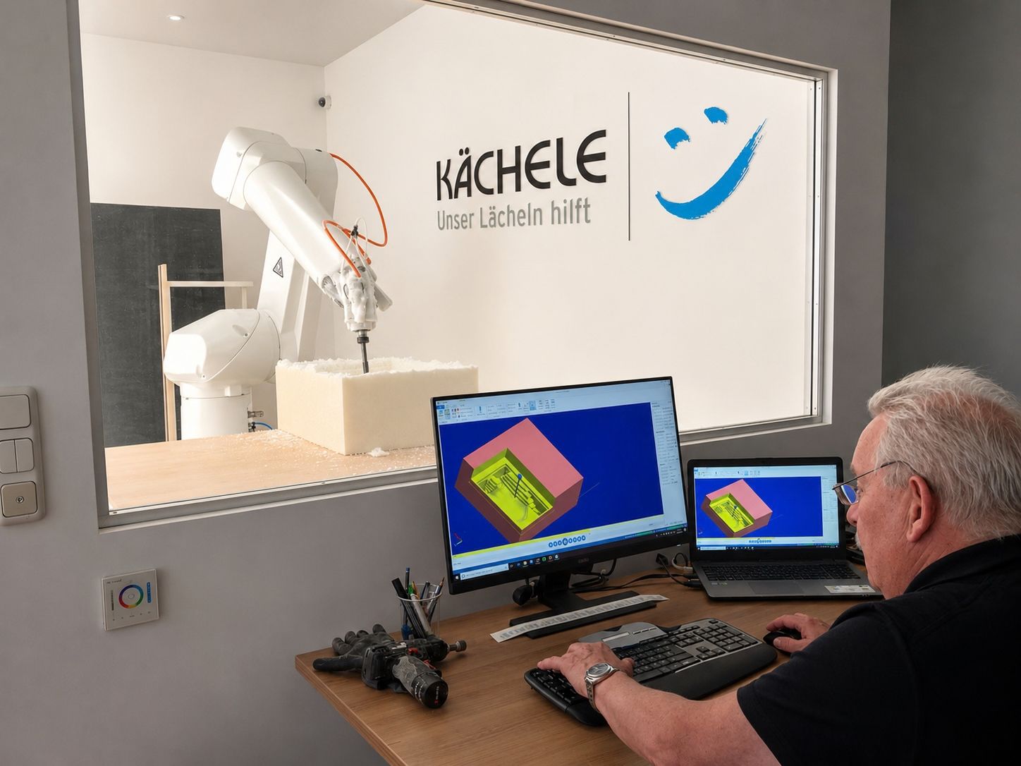 Roboterfräse für Sitzschalen bei Kächele Orthopädie-Technik