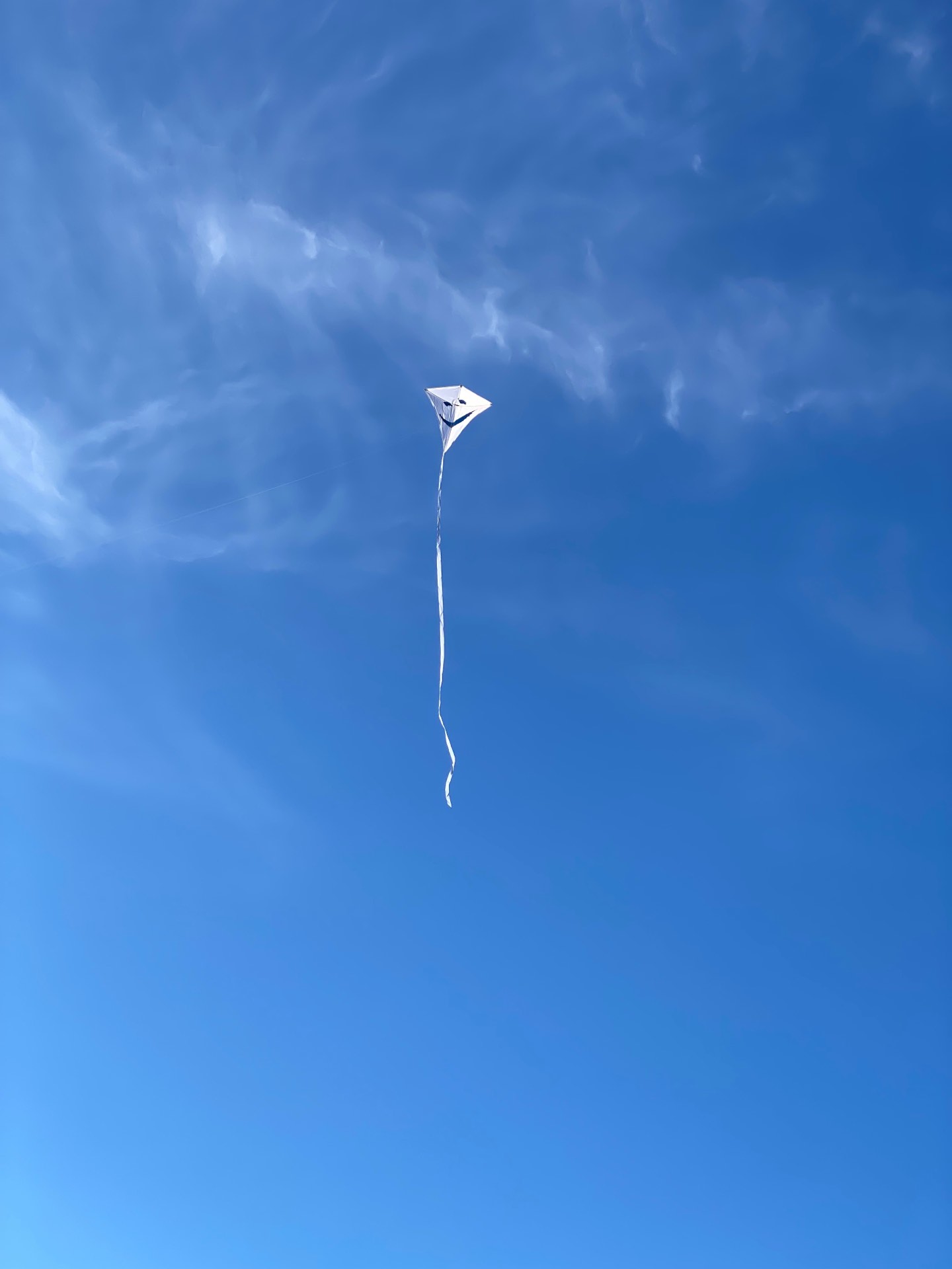 Drachen mit Kächele-Smiley im blauen Himmel